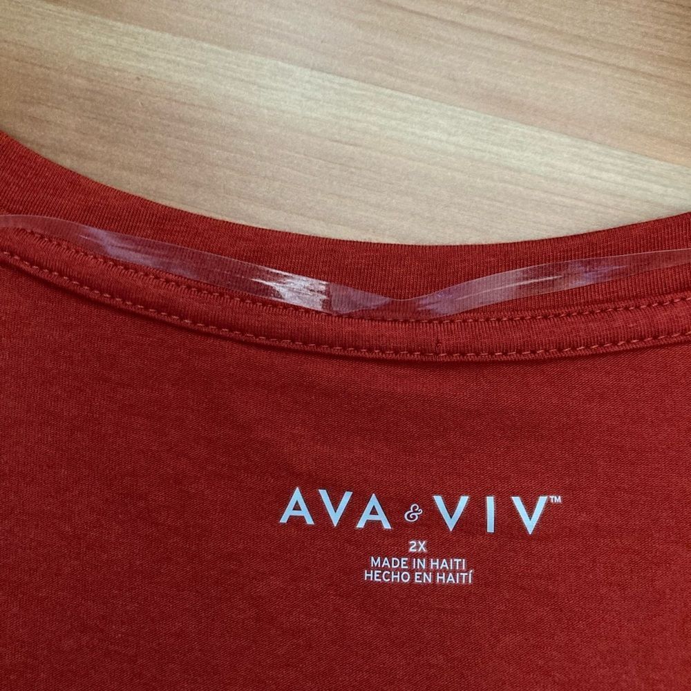 Ava & Viv Long Sleeve Scoop Neck Relaxed Fit Pullover Top Size 2X New With Tags - Picture 5 of 10